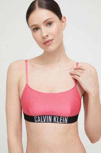 Plavková podprsenka Calvin Klein fialová farba, jemne vystužený košík