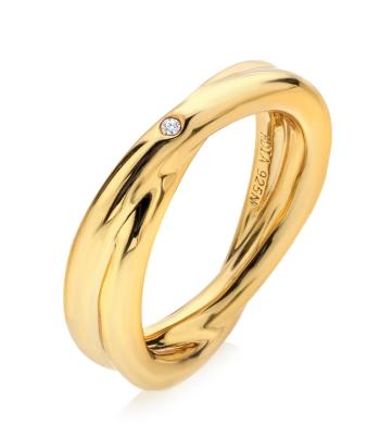 Hot Diamonds Minimalistický pozlátený prsteň s pravým diamantom Jac Jossa Soul DR292 56 mm