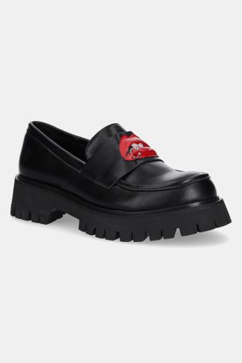 Mokasíny Koi Footwear x Rocky Horror Show Science Fiction Lips Loafers dámske, čierna farba, na platforme, Science Fiction Lips