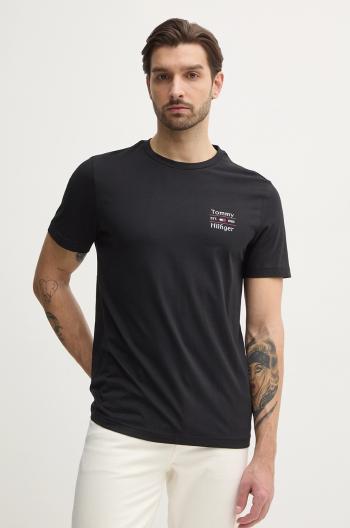 Bavlnené tričko Tommy Hilfiger pánske, čierna farba, s potlačou, MW0MW38622