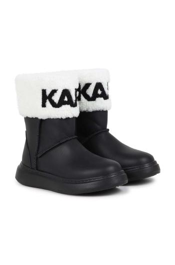 Detské zimné kožené topánky Karl Lagerfeld čierna farba, Z30312