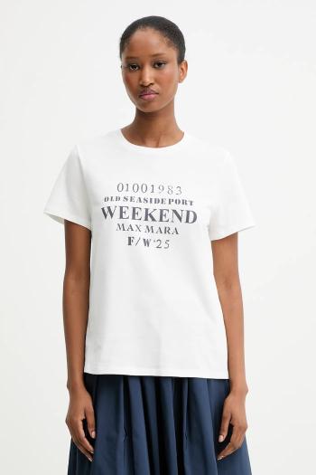 Bavlnené tričko Weekend Max Mara GUGLIA dámske, biela farba, 2525976031600