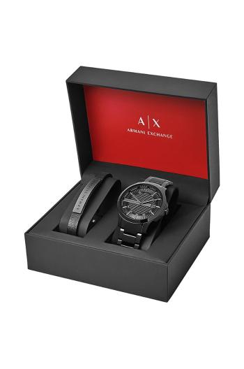 Hodinky a náramok Armani Exchange pánske, čierna farba