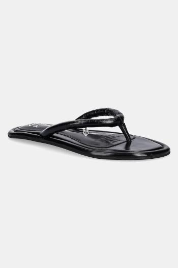 Kožené žabky Naked Wolfe Grenada dámske, čierna farba, na plochom podpätku, Grenada Black Leather