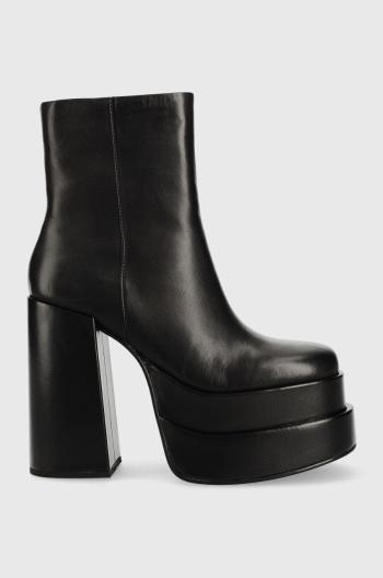 Kožené členkové topánky Steve Madden Cobra dámske, čierna farba, na podpätku,
