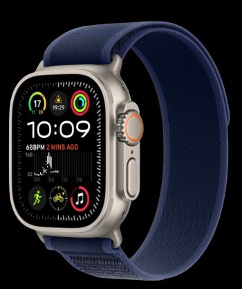 APPLE Watch Ultra 2 (2024) 49mm, Prírodný titán s modrým trailovým ťahom M/L