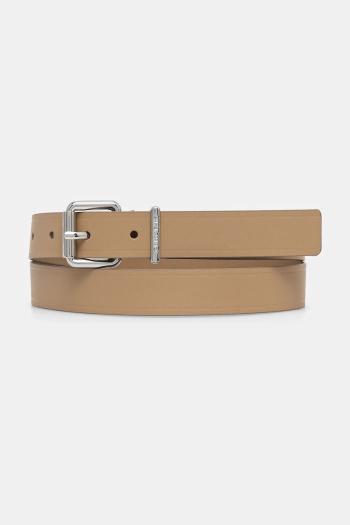 Kožený opasok Tommy Jeans dámsky, béžová farba, AW0AW17318