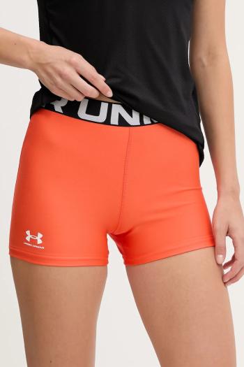 Tréningové šortky Under Armour Authentics červená farba, s potlačou, stredne vysoký pás