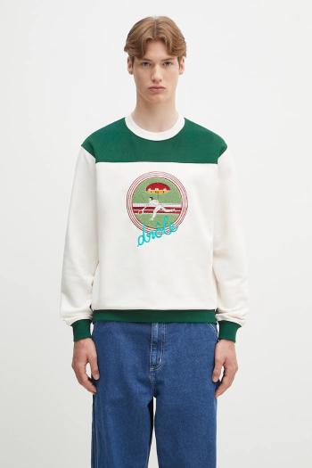 Bavlnená mikina Drôle de Monsieur Le Sweatshirt Tennis pánska, biela farba, s nášivkou, G-SW158-CO200-OW