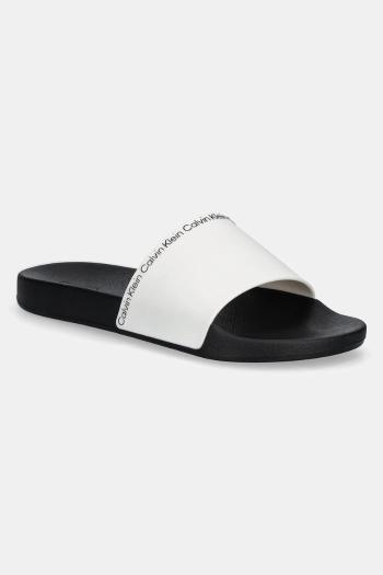 Šľapky Calvin Klein POOL SLIDE RUBBER pánske, biela farba, HM0HM00981