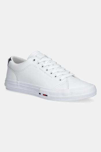 Kožené tenisky Tommy Hilfiger TH HI VULC STREET LOW RWB LTH biela farba, FM0FM05312
