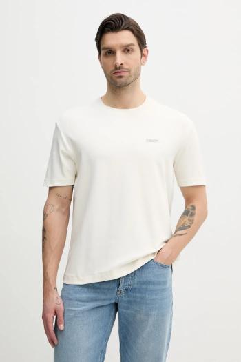 Tričko Calvin Klein Jeans pánske, béžová farba, jednofarebné, J30J327234