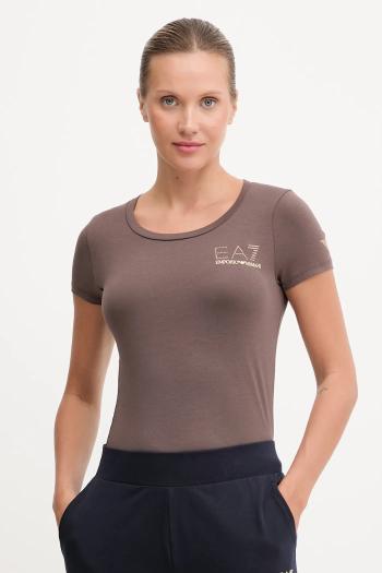 Tričko EA7 Emporio Armani dámske, hnedá farba, TJDQZ.8NTT65