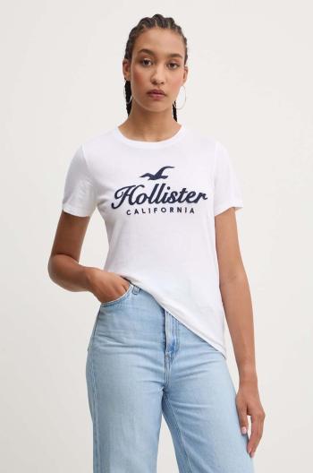 Bavlnené tričko Hollister Co. dámske, biela farba, KI357-3284