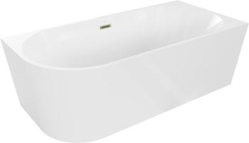 MEXEN/S - Mia vaňa voľne stojaca rohová pravá 160 x 75, biela, sifón a prepad zlatá 52691607500P-50