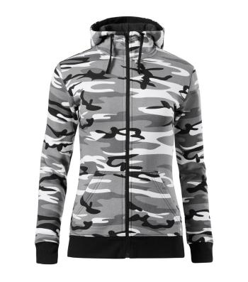 MALFINI Dámska mikina Camo Zipper - Maskáčová šedá | L