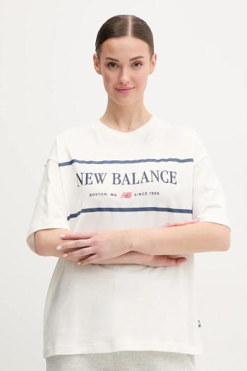 Bavlnené tričko New Balance dámsky, béžová farba, WT51910SST