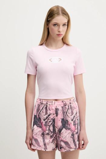 Tričko adidas Originals Cut Out Rib Tee dámske, ružová farba, KE3737