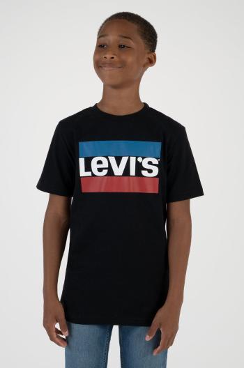 Detské tričko Levi's čierna farba, s potlačou