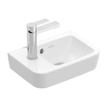 VILLEROY & BOCH - O.novo Umývadielko Compact, 36x25 cm, s prepadom, 1 otvor na batériu vľavo, alpská biela 43423601