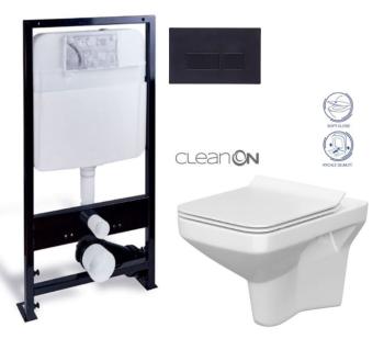 PRIM predstenový inštalačný systém s čiernym tlačidlom 20/0044 + WC CERSANIT CLEANON COMO + SEDADLO PRIM_20/0026 44 CO1