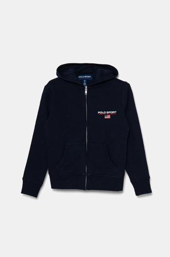 Detská mikina Polo Ralph Lauren tmavomodrá farba, s kapucňou, s nášivkou, 323962117002