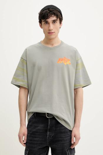 Bavlnené tričko Diesel T-BOXT-R10 T-SHIRT pánsky, šedá farba, s potlačou, A16169.0QLAA