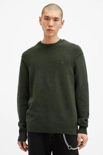 Vlnený sveter AllSaints STATTEN zelená farba, jednofarebná, M039KA