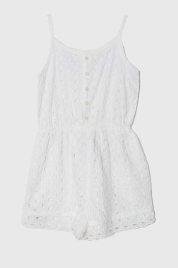 Detský bavlnený overal Abercrombie & Fitch biela farba, bavlnený