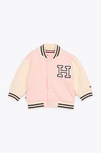Mikina pre bábätká Tommy Hilfiger ružová farba, s nášivkou, KN0KN01960