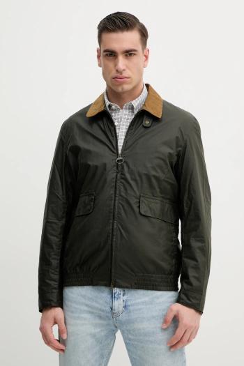 Bavlnená bunda Barbour Newbury Wax Jacket zelená farba, prechodná, MWX2449