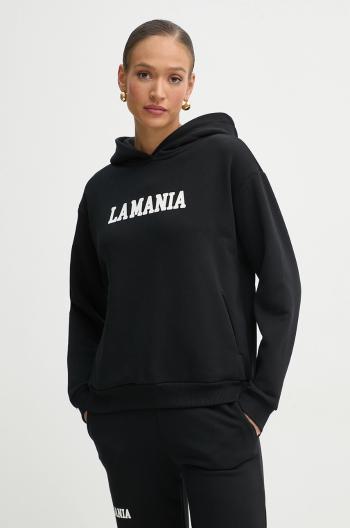 Mikina La Mania dámska, čierna farba, s kapucňou, s potlačou, YOUNG