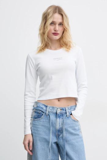 Bavlnené tričko s dlhým rukávom Levi's biela farba, A8796