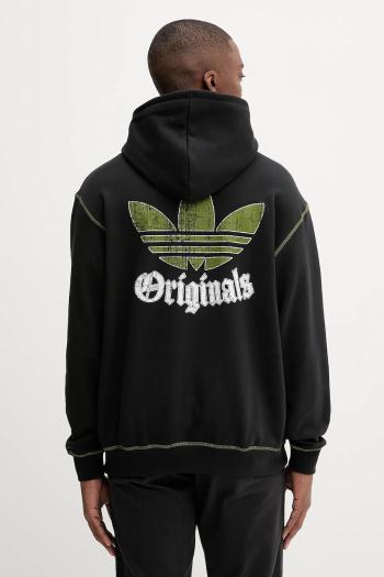 Bavlnená mikina adidas Originals Grfx Hoodie čierna farba, s kapucňou, jednofarebná, JY2730
