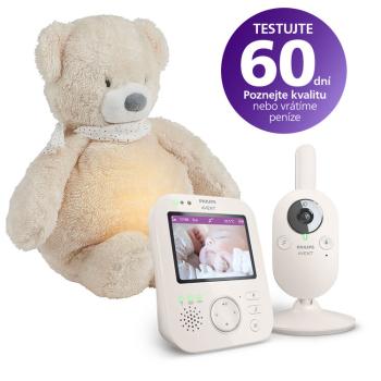 Philips AVENT Chůvička dětská video SCD891/26+NATTOU Uspáváček 4v1 Sleepy Bear Beige 0m+