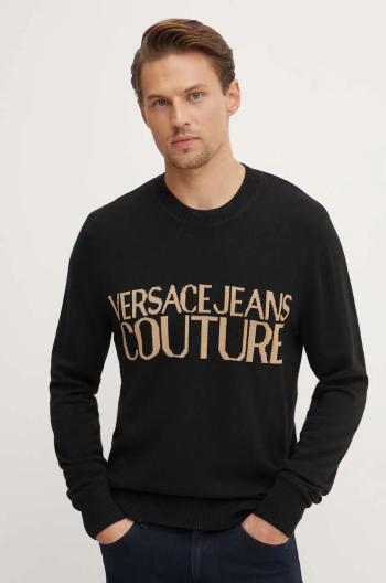 Vlnený sveter Versace Jeans Couture pánsky, čierna farba, 77GAFM01 CMH80