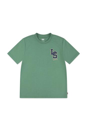 Detské tričko Levi's STREAMLINE MONOGRAM TEE zelená farba, s nášivkou, 9EP035