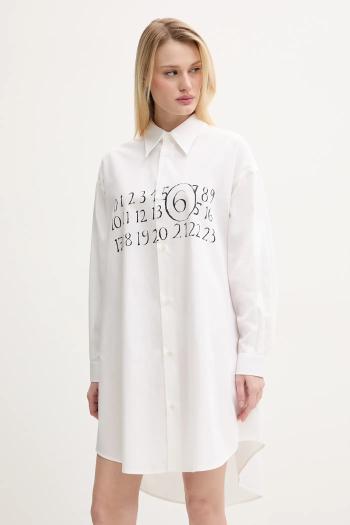 Bavlnené šaty MM6 Maison Margiela béžová farba, mini, oversize, S52CT0787.M35152