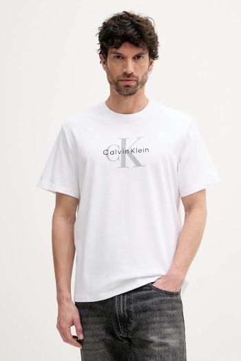 Tričko Calvin Klein Jeans pánske, biela farba, s potlačou, LV04RB862G