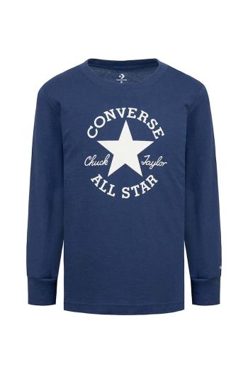 Detské tričko s dlhým rukávom Converse tmavomodrá farba, s potlačou, 8CG400