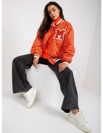 Dámská bunda bomber s nášivkou prošívaná LINDSEY oranžová  