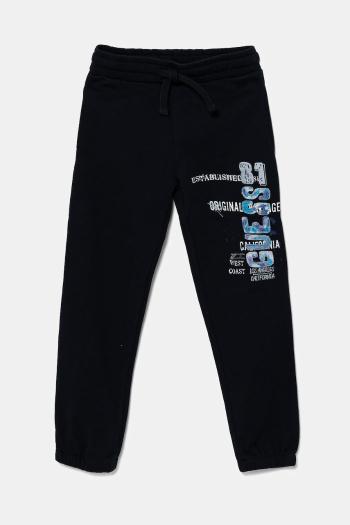 Detské bavlnené tepláky Guess tmavomodrá farba, s potlačou, N5GQ11 KA6R4