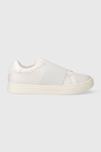 Kožené tenisky Calvin Klein CLEAN CUPSOLE SLIP ON biela farba, HW0HW02007