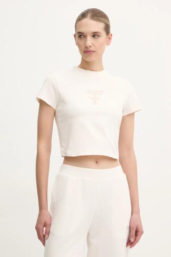 Tričko Guess COLETTE dámske, béžová farba, V4YI20 KCDH1