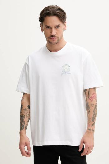 Bavlnené tričko Guess Jeans pánske, biela farba, jednofarebné, M5GI56 K8FQ4