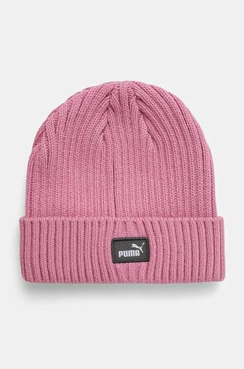 Detská čiapka Puma Classic Cuff Beanie ružová farba biela, z tenkej pleteniny, 258940