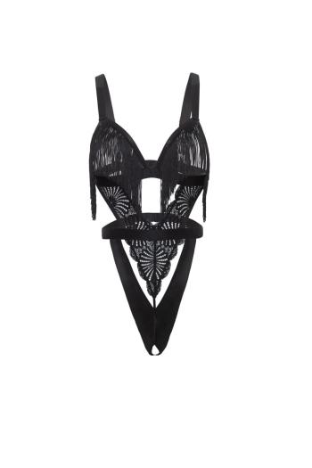 Čierne open bra body so strapcami Annika