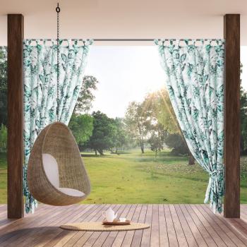 ArtFir Záves na terasu GARDEN 2 PU | biela/zelená 155 x 200 cm