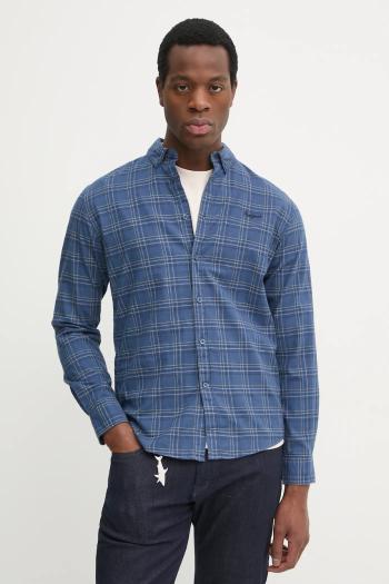 Bavlnená košeľa Pepe Jeans ALAN pánska, tmavomodrá farba, regular, s golierom button-down, PM308806