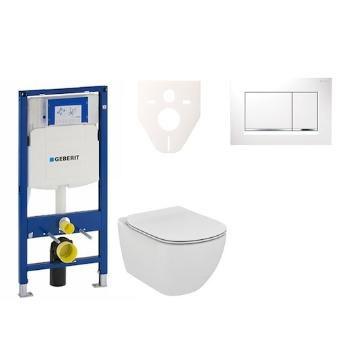 Cenovo zvýhodnený závesný WC set Geberit do ľahkých stien / predstenová montáž + WC Ideal Standard Tesi 111.300.00.5NF5